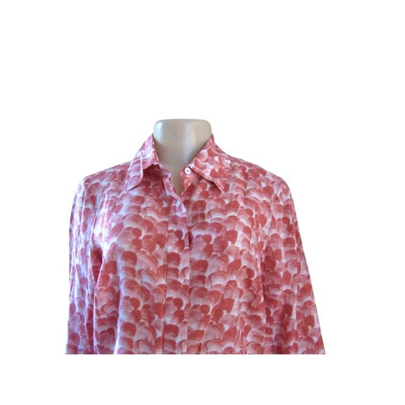 Vintage New w Tags Doncaster Salmon & White Cotton Silk Button-Up Blouse Sz 8 - Picture 3 of 8